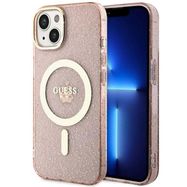 Guess Glitter Gold MagSafe case for iPhone 14 - pink, Guess