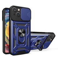 Hybrid Armor Camshield Case with Stand and Camera Cover for iPhone 15 Plus - Blue, Hurtel