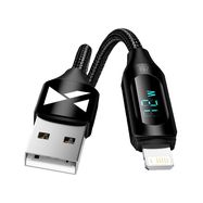 USB-A Cable - Lightning Wozinsky WUALC2 with LED Display 2.4A 2m - Black, Wozinsky