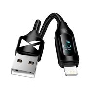 USB-A Cable - Lightning Wozinsky WUALC1 with LED Display 2.4A 1m - Black, Wozinsky