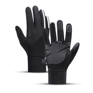 Insulated, non-slip sports phone gloves (size M) - black, Hurtel