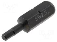 Screwdriver bit; hex key; HEX 2.5mm; Overall len: 25mm C.K