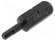 Screwdriver bit; hex key; HEX 2.5mm; Overall len: 25mm C.K