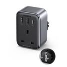 Wall charger 30W (2xUSB/USB C/AC) / UK - EU adapter 13A Ugreen CD314 - black, Ugreen