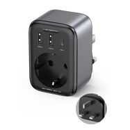 Wall charger 30W (2xUSB/USB C/AC) / adapter EU - UK 13A Ugreen CD314 - black, Ugreen