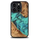 Bewood Unique Turquoise iPhone 14 Pro Wood and Resin Case - Turquoise Black, Bewood