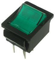 SWITCH, DPST, GREEN, 16A, 250V