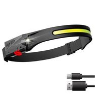 LED headlamp with IPX4 motion sensor USB-C 1200 mAh - black, Hurtel