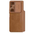 Leather Case with Flip and Camera Protector for Samsung Galaxy Z Fold 5 Nillkin Qin Leather Pro - Brown, Nillkin