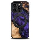 Wood and Resin Case for iPhone 14 Pro MagSafe Bewood Unique Violet - Purple and Black, Bewood