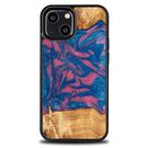 Wood and resin case for iPhone 13 Mini Bewood Unique Vegas - pink and blue, Bewood