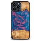 Wood and Resin Case for iPhone 13 Pro Max Bewood Unique Vegas - Pink and Blue, Bewood