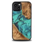 Bewood Unique Turquoise iPhone 13 Wood and Resin Case - Turquoise Black, Bewood