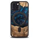 Wood and Resin Case for iPhone 13 Mini MagSafe Bewood Unique Neptune - Navy and Black, Bewood