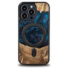 Wood and Resin Case for iPhone 13 Pro MagSafe Bewood Unique Neptune - Navy Blue and Black, Bewood
