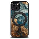 Wood and Resin Case for iPhone 13 Mini MagSafe Bewood Unique Planet Earth - Blue-Green, Bewood
