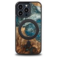 Wood and Resin Case for iPhone 13 Pro MagSafe Bewood Unique Planet Earth - Blue-Green, Bewood