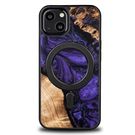 Wood and Resin Case for iPhone 13 MagSafe Bewood Unique Violet - Purple and Black, Bewood