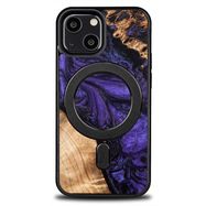 Wood and Resin Case for iPhone 13 Mini MagSafe Bewood Unique Violet - Purple and Black, Bewood