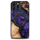 Wood and Resin Case for iPhone 13 Pro Max MagSafe Bewood Unique Violet - Purple and Black, Bewood