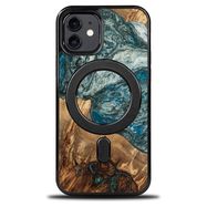 Wood and Resin Case for iPhone 12/12 Pro MagSafe Bewood Unique Planet Earth - Blue-Green, Bewood