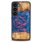 Wood and resin case for Samsung Galaxy S23 Bewood Unique Vegas - pink and blue, Bewood