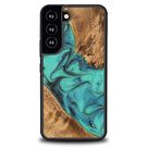 Wood and resin case for Samsung Galaxy S22 Bewood Unique Turquoise - turquoise and black, Bewood