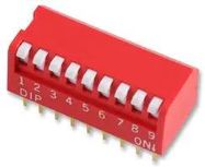 DIP SWITCH, 9POS, SPST-NO, PIANO KEY, TH