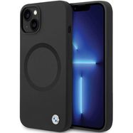 BMW BMHMP14SSILBK2 case for iPhone 14 - black Signature Liquid Silicone MagSafe, BMW