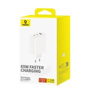 Baseus Cube Pro 65W GaN charger 2x USB-C USB-A - white, Baseus