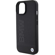 BMW Leather Hot Stamp case for iPhone 15 Plus - black, BMW