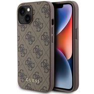 Guess 4G Metal Gold Logo case for iPhone 15 - brown, Guess