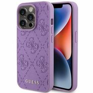 Guess Leather 4G Stamped case for iPhone 15 Pro Max - purple, Guess
