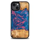 Wood and resin case for iPhone 15 Bewood Unique Vegas - pink and blue, Bewood