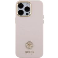 Guess Silicone Logo Strass 4G Case for iPhone 15 Pro Max - Pink, Guess