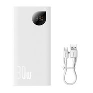 Baseus Adaman2 power bank with digital display 2x USB-A / 1x USB-C 10000mAh 30W - white, Baseus