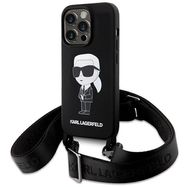 Karl Lagerfeld KLHCP15XSCBSKNK iPhone 15 Pro Max 6.7&quot; hardcase black/black Crossbody Silicone Ikonik, Karl Lagerfeld