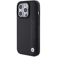 BMW Leather Textured & Stripe case for iPhone 15 Pro - black, BMW