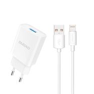 Dudao A4EU USB-A 2.1A wall charger - white + USB-A - Lightning cable, Dudao