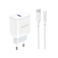 Dudao A20EU USB-A 18W wall charger - white + USB-A - USB-C cable, Dudao