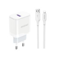 Dudao A20EU USB-A 18W network charger - white + USB-A - Lightning cable, Dudao