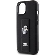 Karl Lagerfeld Gripstand Saffiano Karl&amp;Choupette Pins case for iPhone 15 Plus / 14 Plus - black, Karl Lagerfeld