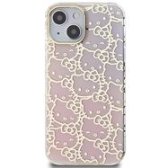 Hello Kitty IML Gradient Electrop Crowded Kitty Head case for iPhone 15 - pink, Hello Kitty