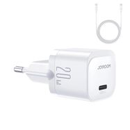 Joyroom JR-TCF02 USB-C PD 20W wall charger + USB-C cable - white, Joyroom