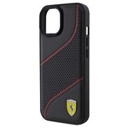 Ferrari Perforated Waves Metal Logo case for iPhone 15 / 14 / 13 - black, Ferrari