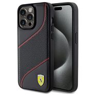 Ferrari Perforated Waves Metal Logo case for iPhone 15 Pro Max - black, Ferrari