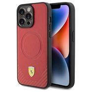 Ferrari Carbon Metal Logo MagSafe case for iPhone 15 Pro - red, Ferrari