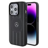 Mercedes Stripes Pattern Leather MagSafe case for iPhone 15 Pro Max - black, Mercedes