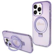 Guess Ring Stand Script Glitter MagSafe case for iPhone 13 Pro / 13 - purple, Guess