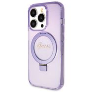 Guess Ring Stand Script Glitter MagSafe case for iPhone 14 Pro - purple, Guess
